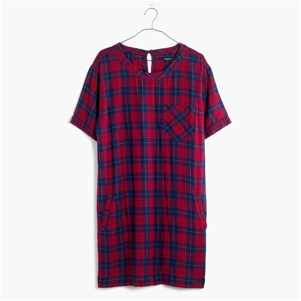 Madewell Short Sleeve Dress in Edina Plaid - Picture 2 of 5